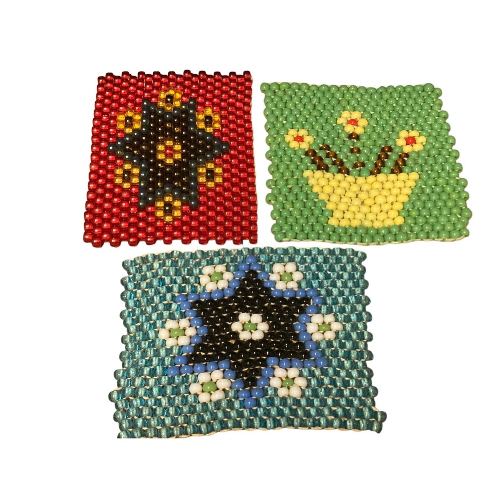 Super Rare Vintage Glass Victorian Beaded Trivet‎ Lot